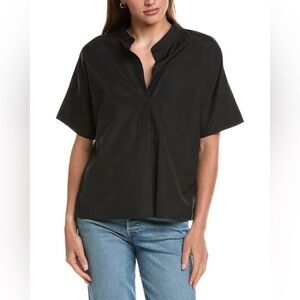 Vince Black Linen Blouse for Women Black Short Sleeve Size Small